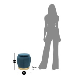 Taburete Glam Paris Azul y Oro – Precioso Esplendor Ø43x43