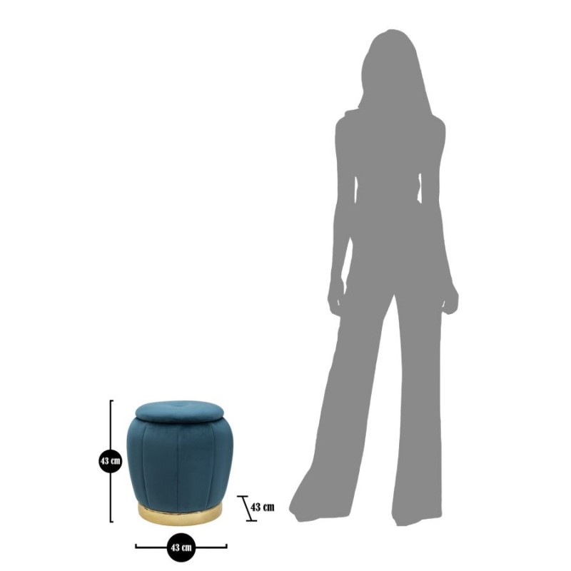 Taburete Glam Paris Azul y Oro – Precioso Esplendor Ø43x43