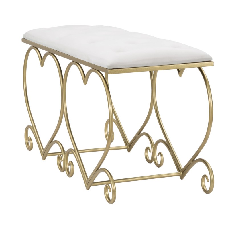 Banco Corazón Glam Cream – Suavidad Noble 105x37.5x51.5