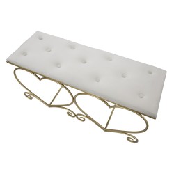 Banco Corazón Glam Cream – Suavidad Noble 105x37.5x51.5