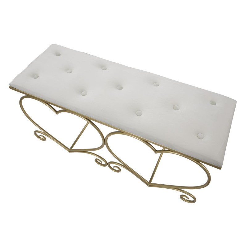 Banco Corazón Glam Cream – Suavidad Noble 105x37.5x51.5