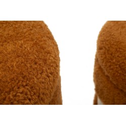 Pufs Saint-Moritz marrones modernos – Dúo refinado Ø40x47-32x38