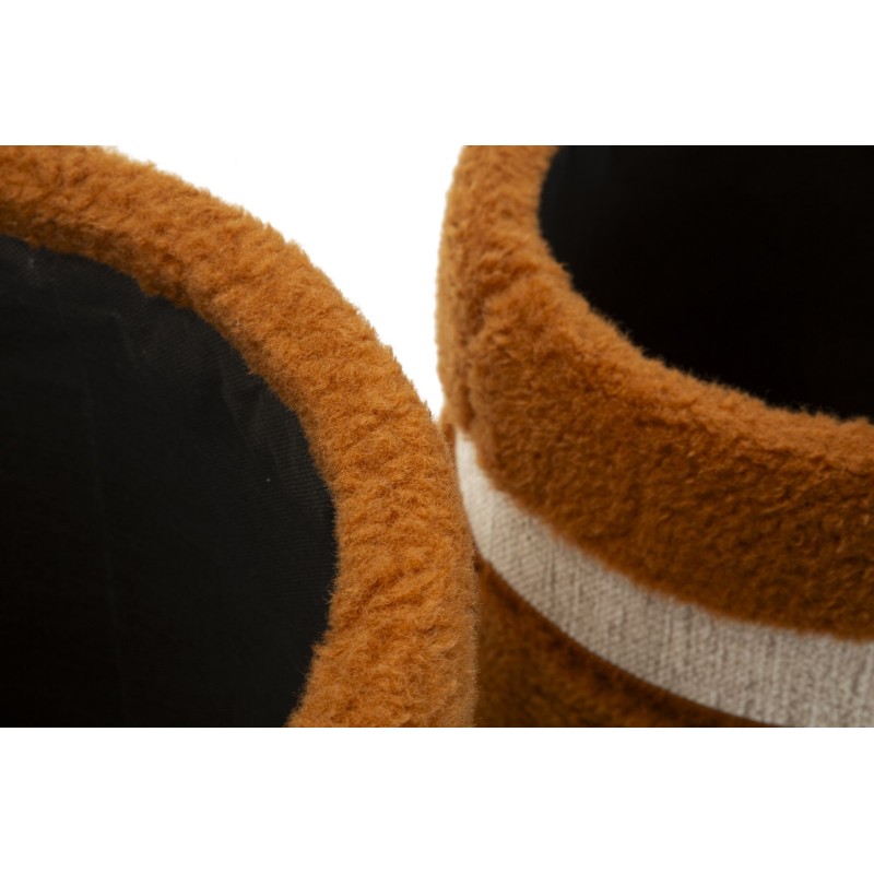 Pufs Saint-Moritz marrones modernos – Dúo refinado Ø40x47-32x38