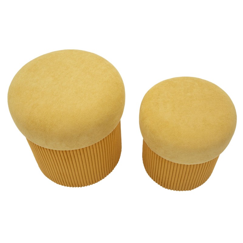 Pufs modernos Aspen Mostaza – Dúo Mágico Ø42x44-35x37