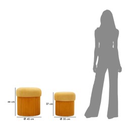Pufs modernos Aspen Mostaza – Dúo Mágico Ø42x44-35x37