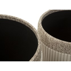 Pufs modernos color crema con cortinas – Triple Harmony Ø40,5x49,5-35x42-31x38