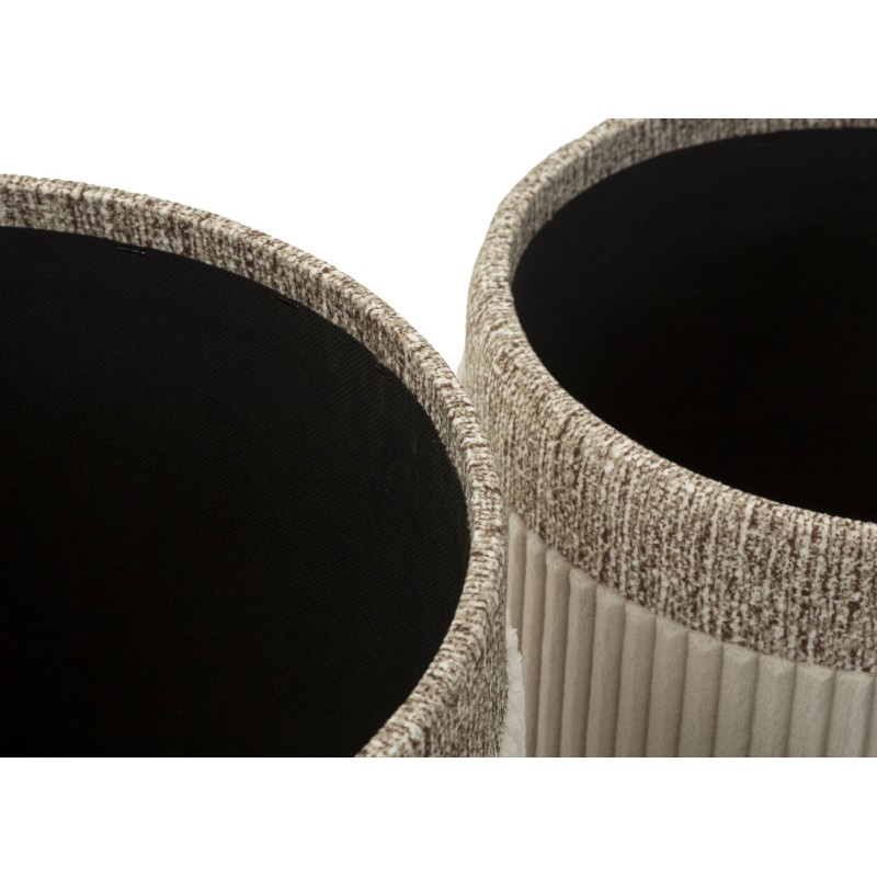 Pufs modernos color crema con cortinas – Triple Harmony Ø40,5x49,5-35x42-31x38