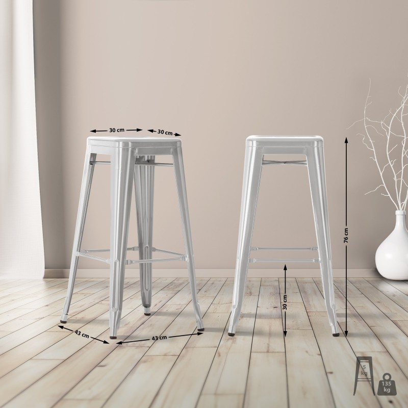 Taburete de bar plateado Joshua