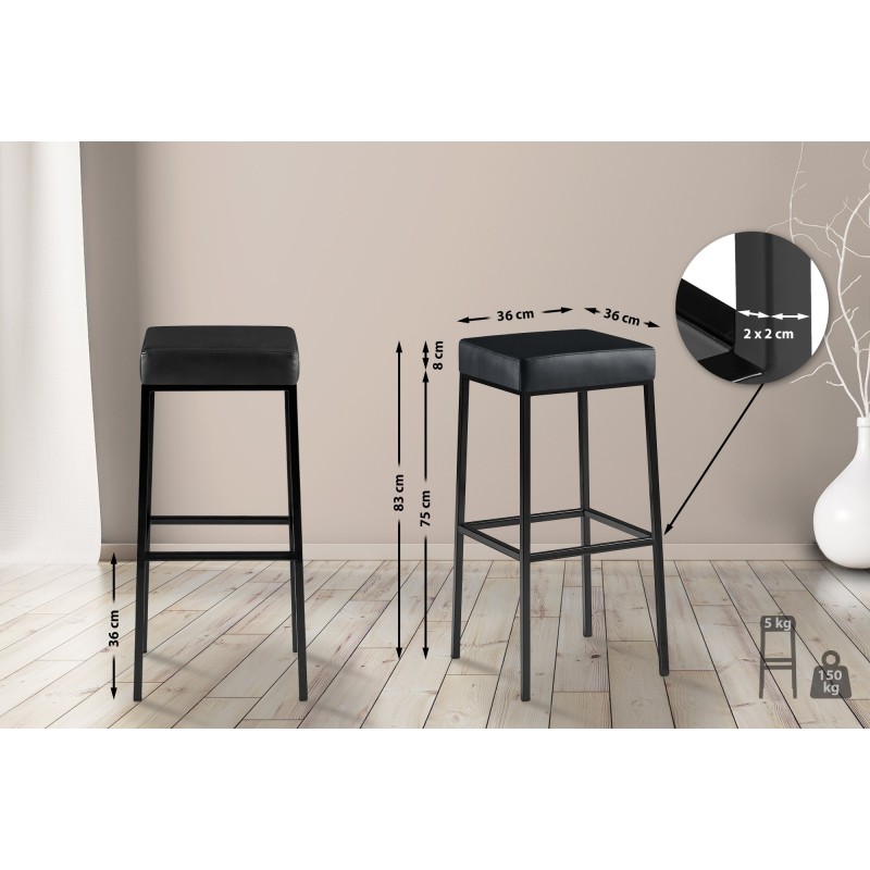 Taburete de bar negro Montreal B85