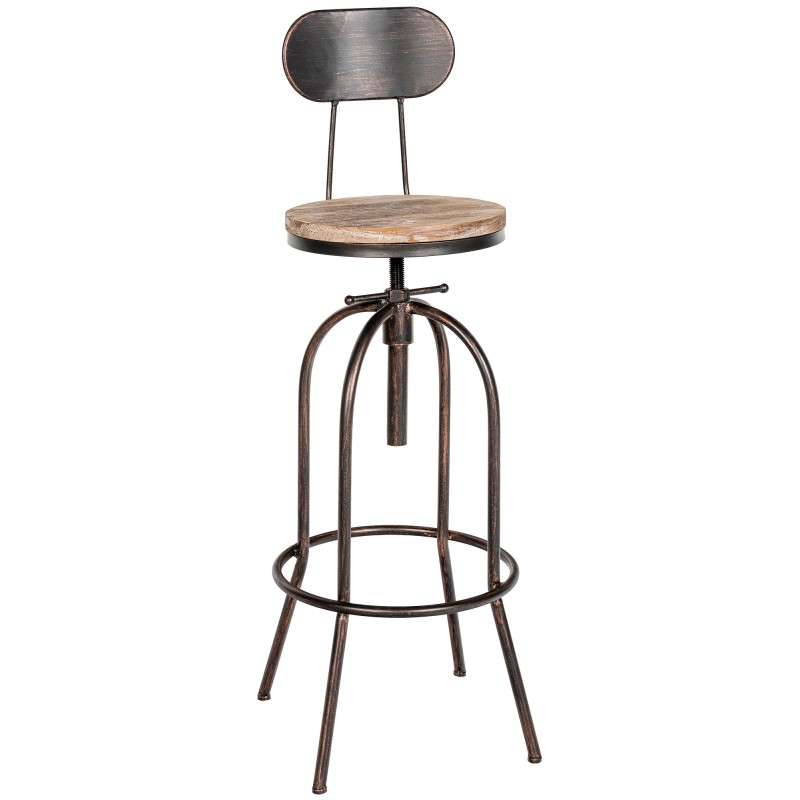 Taburete de bar Pino, madera de bronce