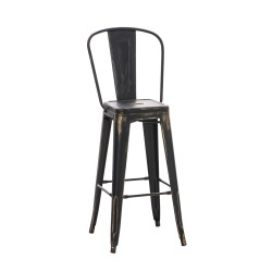 Taburete de bar Aiden Antique negro y dorado