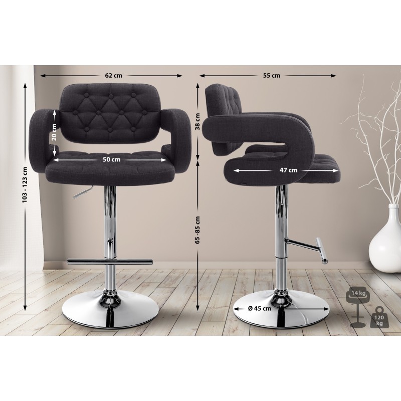 Taburete de bar negro Dublin FABRIC C