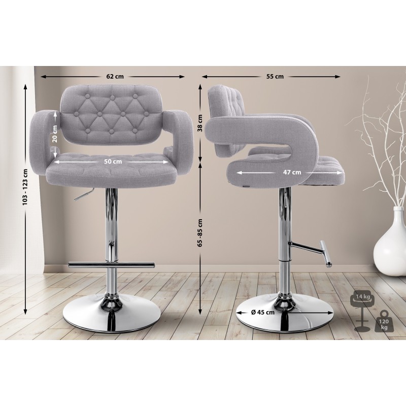 Taburete de bar gris Dublin FABRIC C