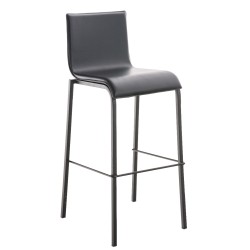 Taburete de bar plano de cuero negro Avola B78