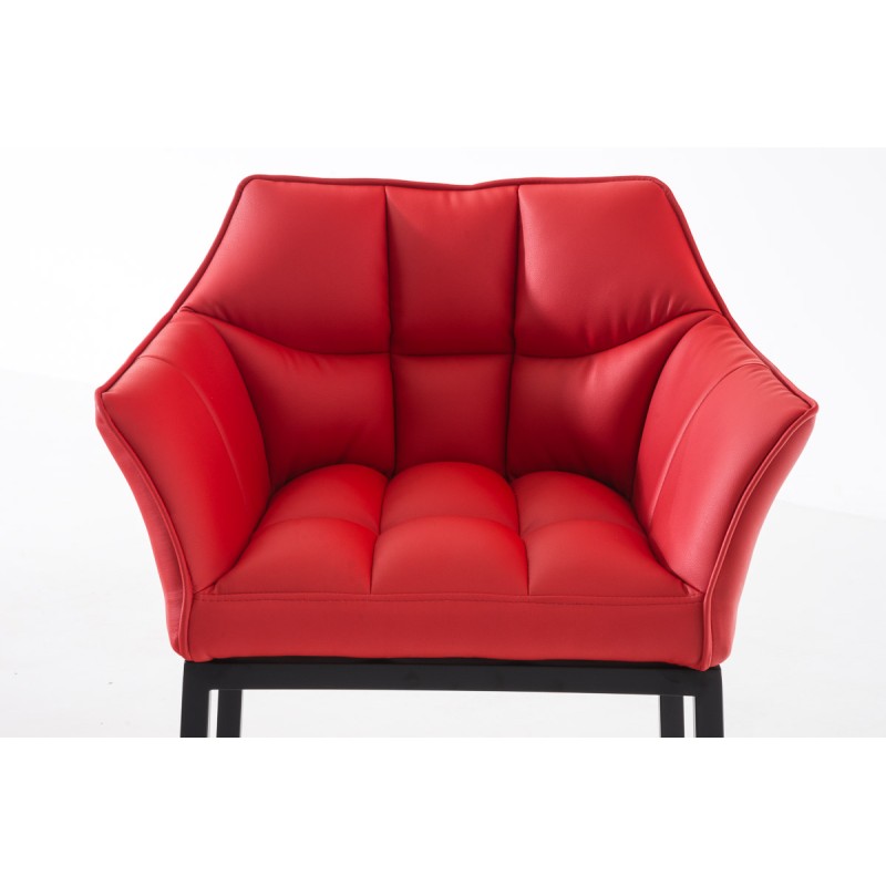 Taburete de bar Damaso B con estructura de 4 patas en color rojo