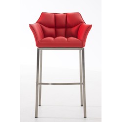 Taburete de bar Damaso E con estructura de 4 patas en color rojo