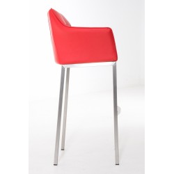Taburete de bar Damaso E con estructura de 4 patas en color rojo
