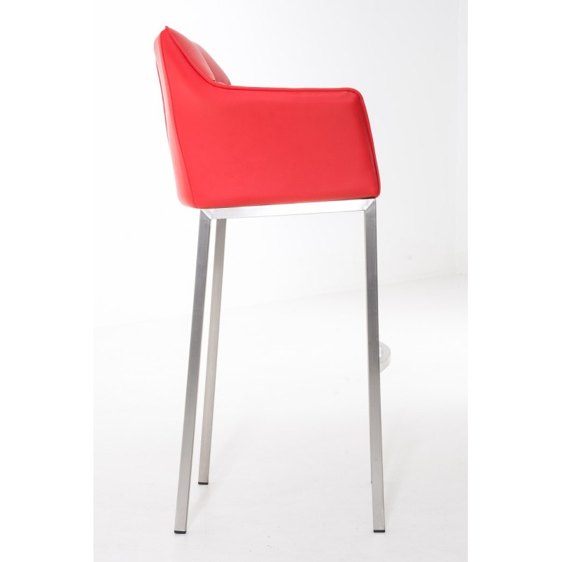 Taburete de bar Damaso E con estructura de 4 patas en color rojo