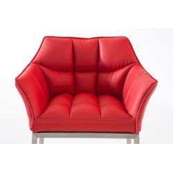 Taburete de bar Damaso E con estructura de 4 patas en color rojo