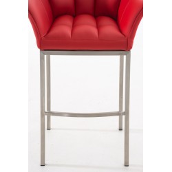 Taburete de bar Damaso E con estructura de 4 patas en color rojo