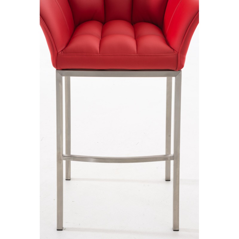 Taburete de bar Damaso E con estructura de 4 patas en color rojo