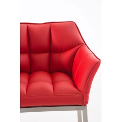 Taburete de bar Damaso E con estructura de 4 patas en color rojo