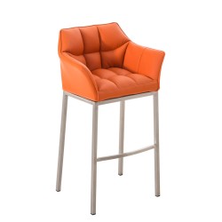 Taburete de bar Damaso E con estructura de 4 patas en color naranja