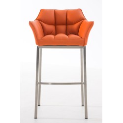 Taburete de bar Damaso E con estructura de 4 patas en color naranja