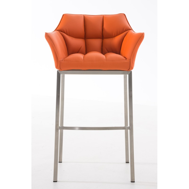 Taburete de bar Damaso E con estructura de 4 patas en color naranja