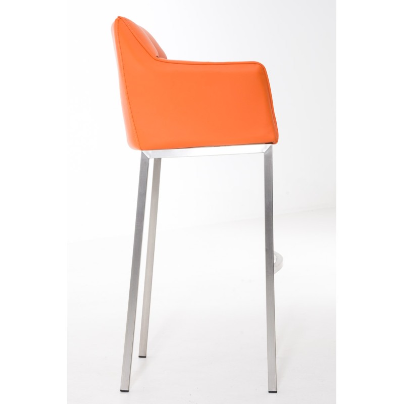 Taburete de bar Damaso E con estructura de 4 patas en color naranja