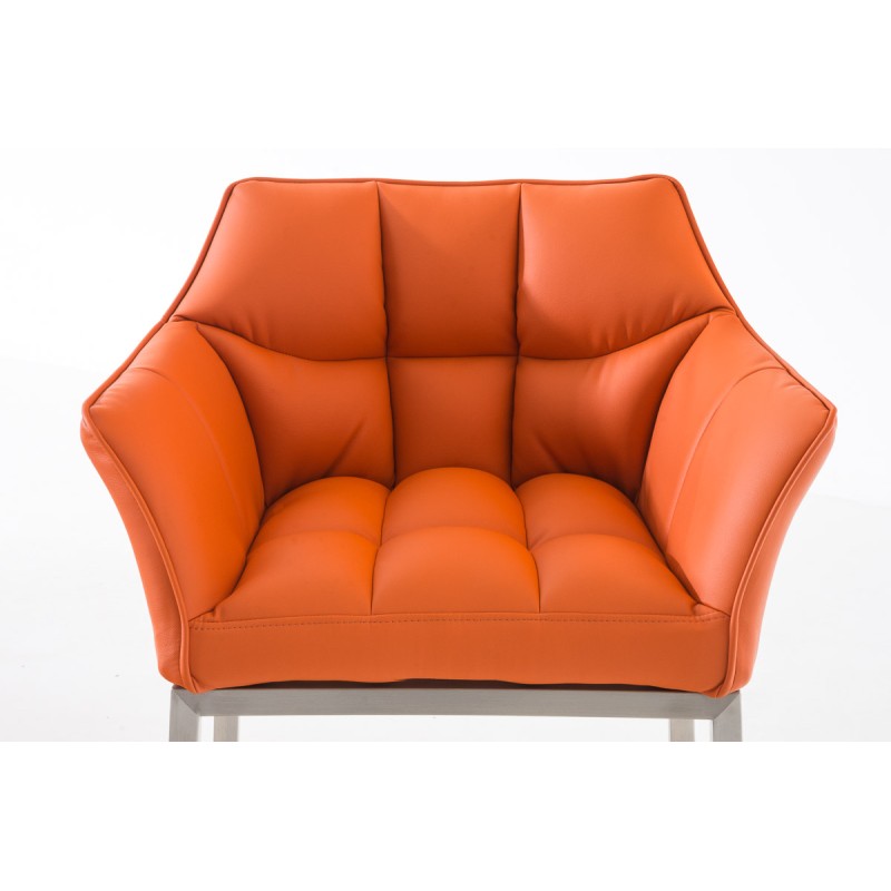 Taburete de bar Damaso E con estructura de 4 patas en color naranja
