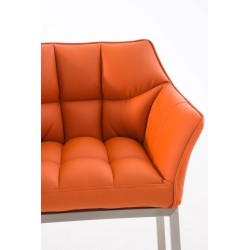 Taburete de bar Damaso E con estructura de 4 patas en color naranja