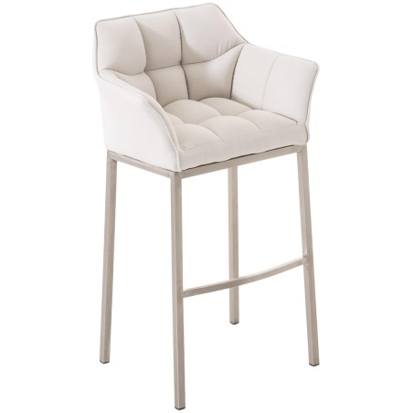 Taburete de bar de tela Damaso E con estructura de 4 patas en color blanco