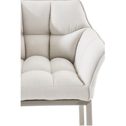 Taburete de bar de tela Damaso E con estructura de 4 patas en color blanco