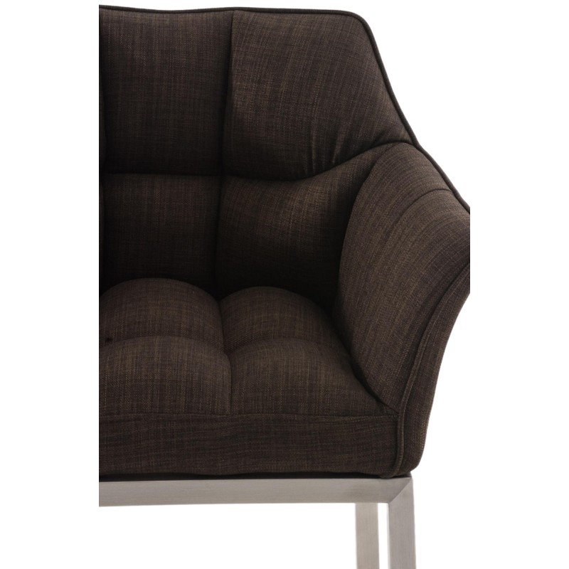 Taburete de bar de tela Damaso E con estructura de 4 patas en color marrón