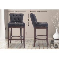Taburete de bar Lakewood en tela gris oscuro antiguo