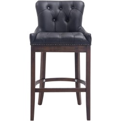 Taburete de bar Lakewood de cuero genuino, negro antiguo