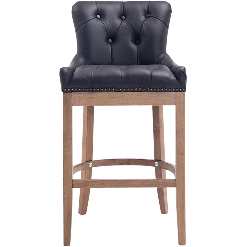 Taburete de bar Lakewood de cuero genuino, color negro claro antiguo