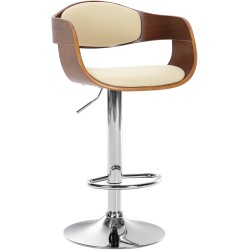 Taburete de bar Kingston C en nogal/crema