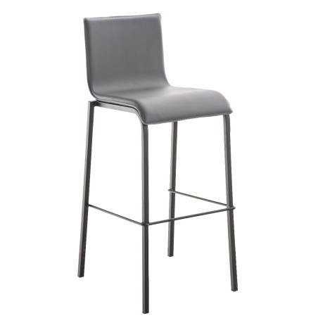 Taburete de bar plano de cuero gris Avola B78