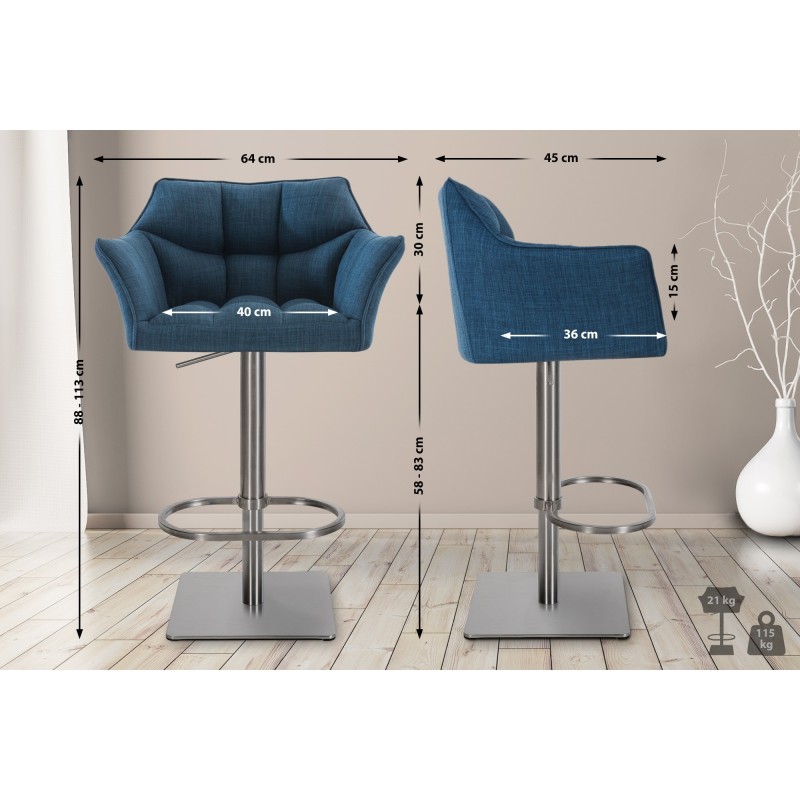 Taburete de bar Damaso E en tela azul