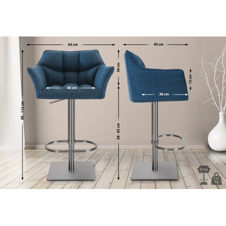Taburete de bar Damaso E en tela azul