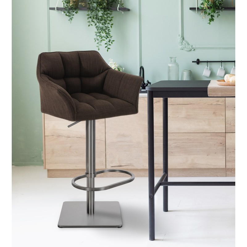 Taburete de bar Damaso E en tela marrón