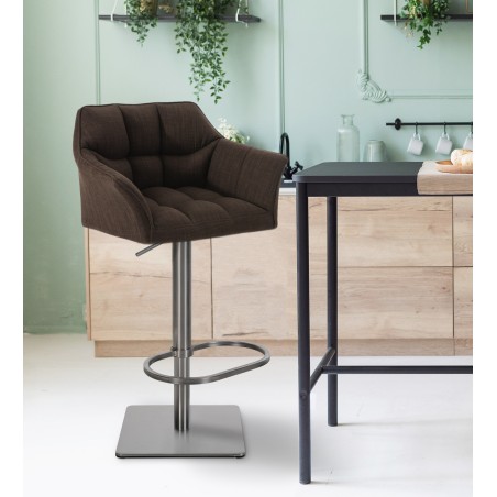 Taburete de bar Damaso E en tela marrón