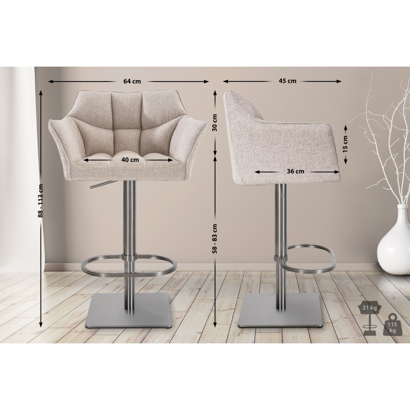 Taburete de bar Damaso E en tela marfil