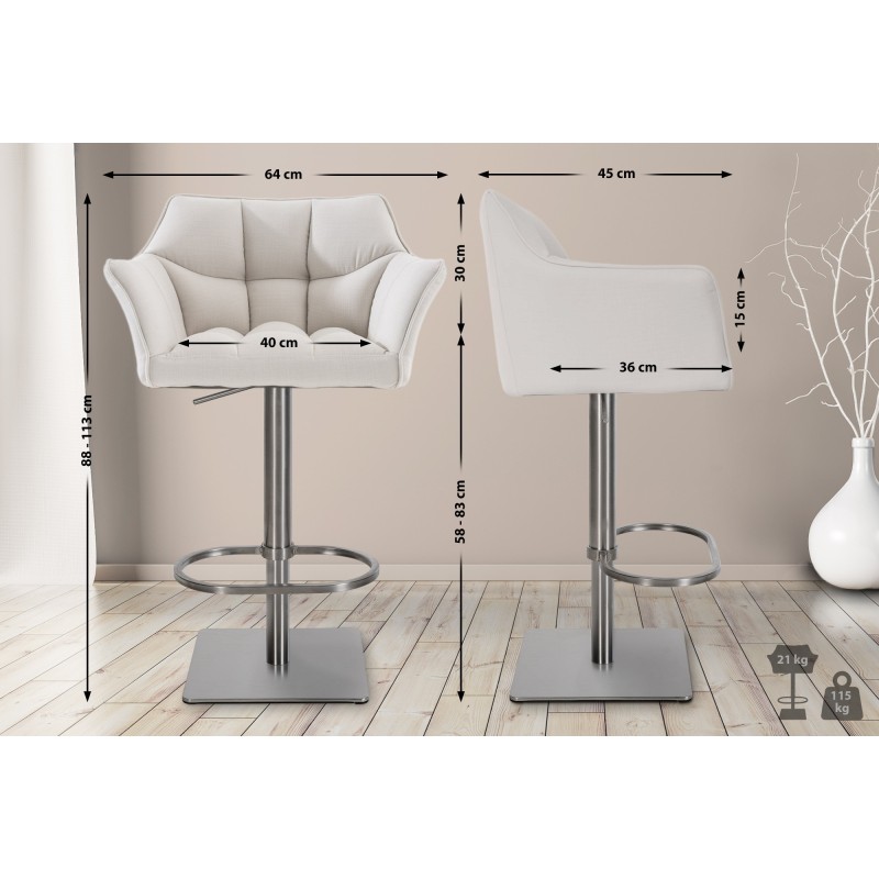 Taburete de bar Damaso E en tela blanca