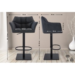 Taburete de bar Damaso B en tela gris oscuro