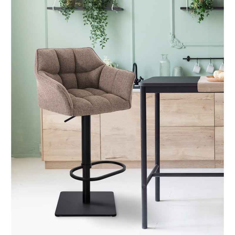 Taburete de bar Damaso B en tejido marrón tierra