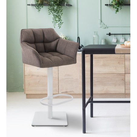 Taburete de bar Damaso W en tela gris