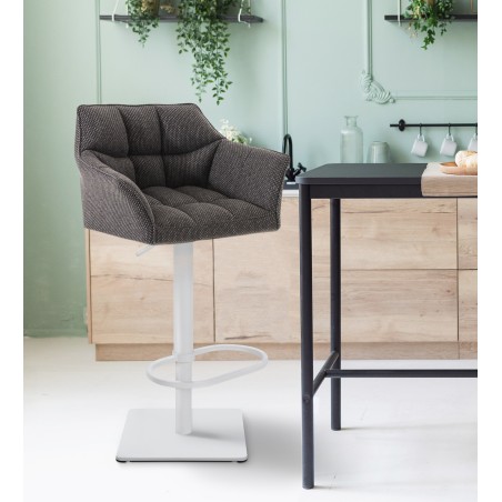 Taburete de bar Damaso W en tela gris titanio